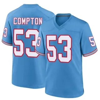 Will Compton Tennessee Titans Men's Game Oilers Throwback Alternate Nike Jersey - Light Blue