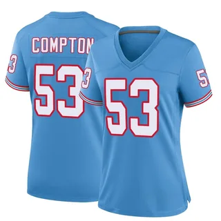 Will Compton Tennessee Titans Women's Game Oilers Throwback Alternate Nike Jersey - Light Blue